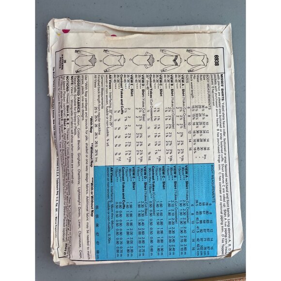 80s McCalls 6938 Misses Western Shirts Sewing Pattern Size 12 Vintage Rodeo CUT - Picture 3 of 7